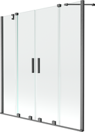 Mexen Velar Duo mampara de bañera de 2 hojas correderas 150 x 150 cm, transparente, gris plomo cepillado - 896-150-000-02-66