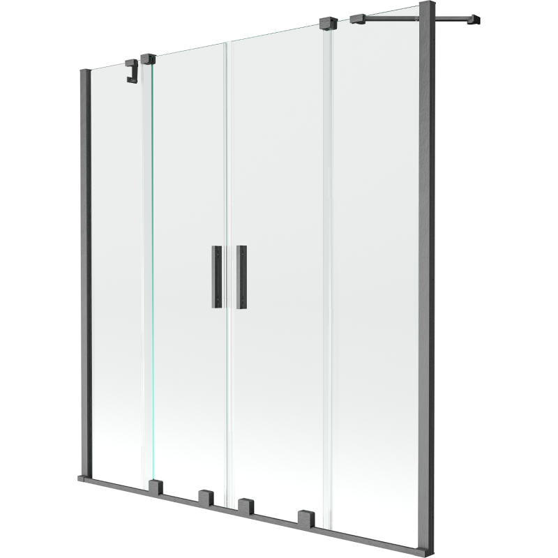 Mexen Velar Duo parawan nawannowy 2-skrzydłowy rozsuwany 160 x 150 cm, transparent, gun gray szczotkowany - 896-160-000-02-66