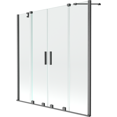Mexen Velar Duo Badewannenabtrennung 2-flügelig, verschiebbar, 160 x 150 cm, transparent, gebürstetes Gun Gray - 896-160-000-02?