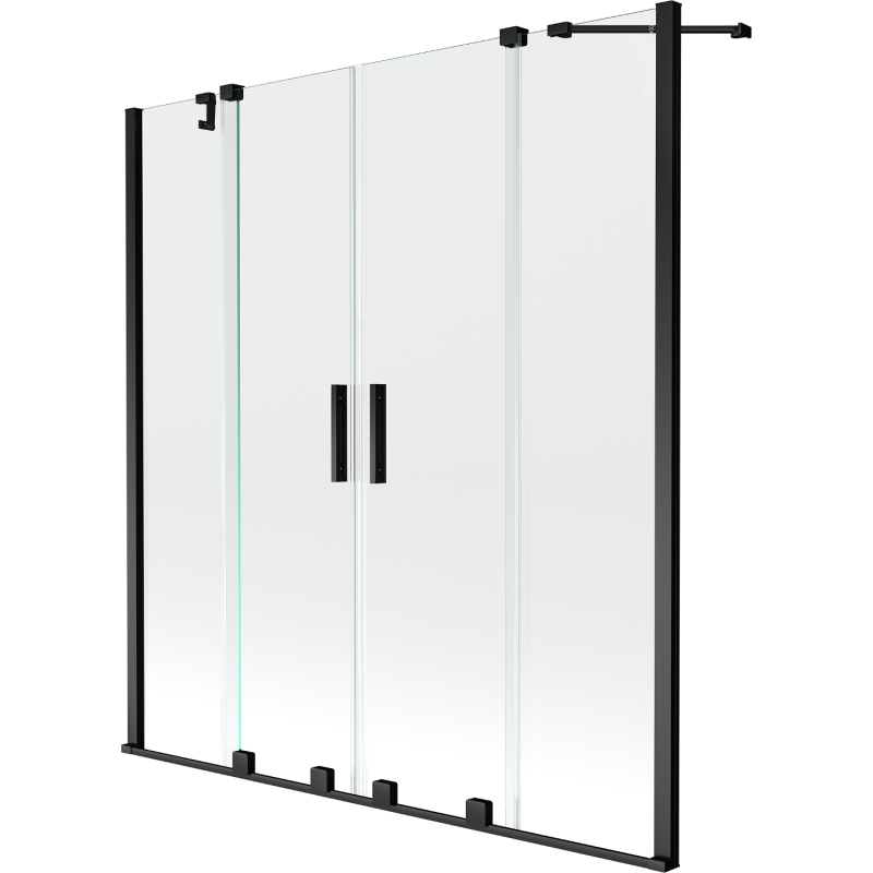 Mexen Velar Duo 2-flügelige, verschiebbare Badewannenfaltwand 140 x 150 cm, transparent, schwarz - 896-140-000-02-70