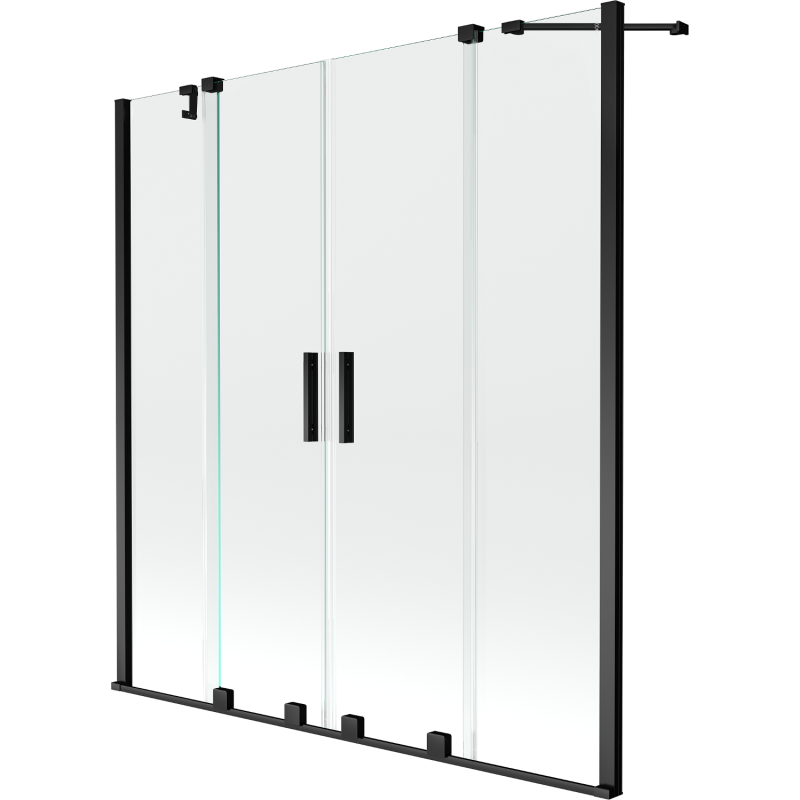 Mexen Velar Duo badwand 2-vleugelig schuifbaar 140 x 150 cm, transparant, zwart - 896-140-000-02-70