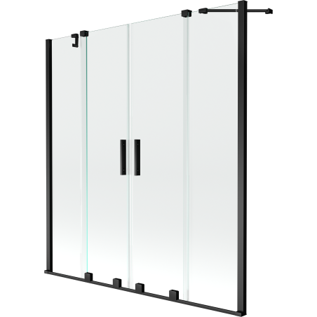 Mexen Velar Duo 2-flügelige, verschiebbare Badewannenfaltwand 140 x 150 cm, transparent, schwarz - 896-140-000-02-70