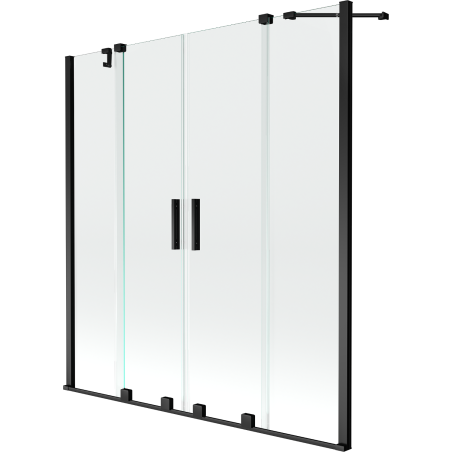 Mexen Velar Duo parawan nawannowy 2-skrzydłowy rozsuwany 140 x 150 cm, transparent, czarny - 896-140-000-02-70