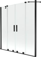 Mexen Velar Duo klizni paravan za kadu s 2 krila 140 x 150 cm, proziran, crni - 896-140-000-02-70