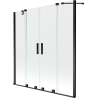 Mexen Velar Duo-Badewannenfaltwand, 2-teilig, verschiebbar 150 x 150 cm, transparent, schwarz - 896-150-000-02-70