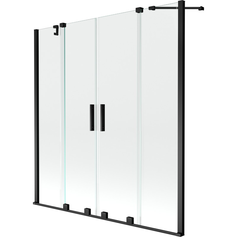 Mexen Velar Duo paroi de baignoire 2 volets coulissants 160 x 150 cm, transparent, noir - 896-160-000-02-70
