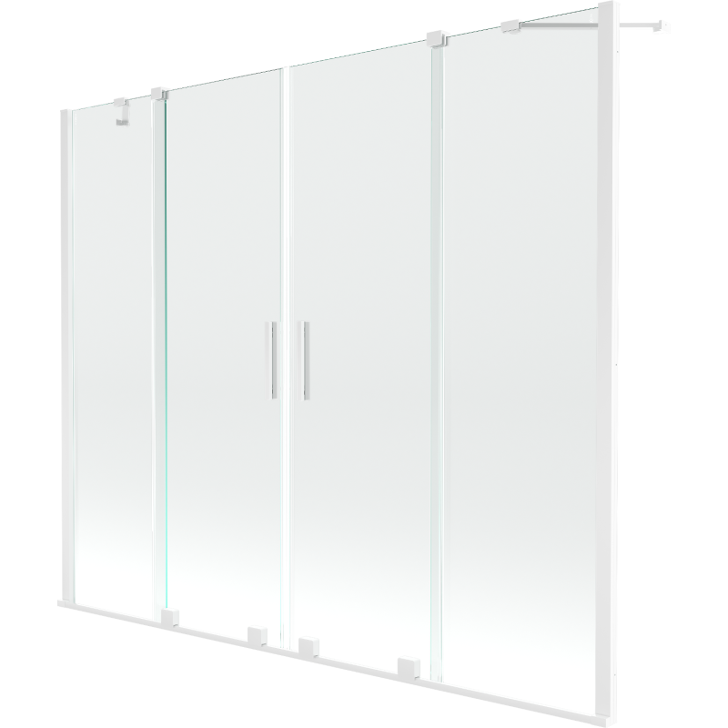 Mexen Velar Duo Badewannenfaltwand 2-flügelig verschiebbar 170 x 150 cm, transparent, weiß - 896-170-000-02-20