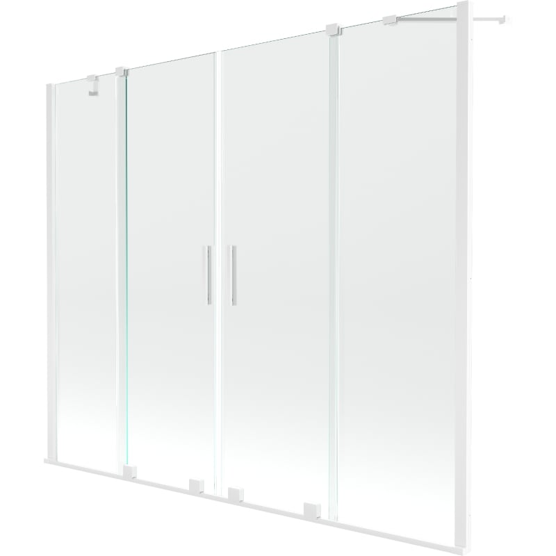 Mexen Velar Duo parawan nawannowy 2-skrzydłowy rozsuwany 170 x 150 cm, transparent, biały - 896-170-000-02-20
