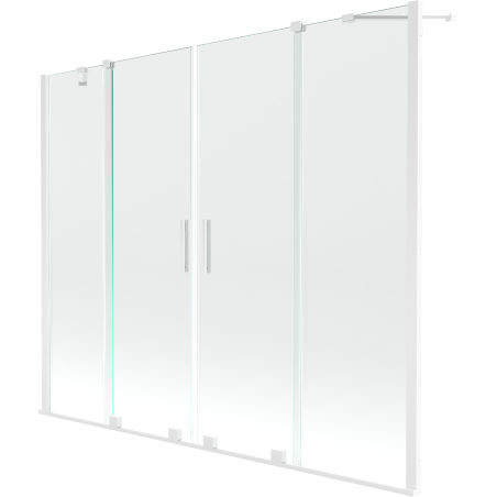 Mexen Velar Duo parawan nawannowy 2-skrzydłowy rozsuwany 170 x 150 cm, transparent, biały - 896-170-000-02-20