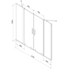 Mexen Velar Duo Badewannenfaltwand 2-flügelig verschiebbar 170 x 150 cm, transparent, weiß - 896-170-000-02-20