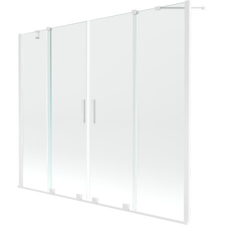 Mexen Velar Duo Parawan Nawańowy 2-Flilleeg Ruckzéihbar 180 x 150 cm, Transparent, Wäiss - 896-180-000-02-20