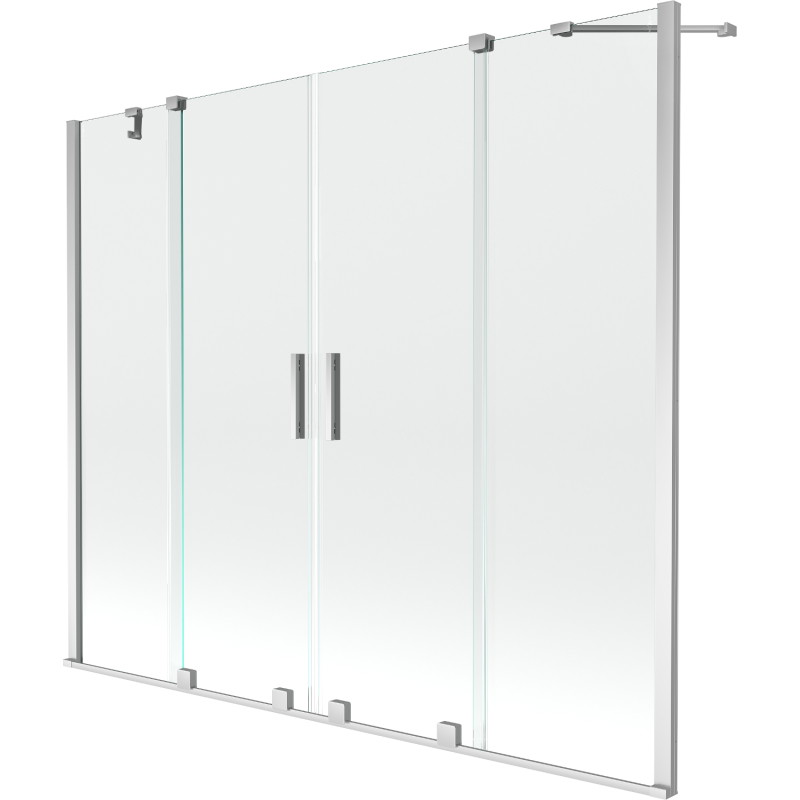 Mexen Velar Duo-Wannenabtrennung 2-flügelig verschiebbar 170 x 150 cm, transparent, Chrom - 896-170-000-02-01