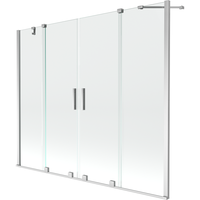 Mexen Velar Duo Badewannenfaltwand, 2-flügelig, verschiebbar, 200 x 150 cm, transparent, chrom - 896-200-000-02-01