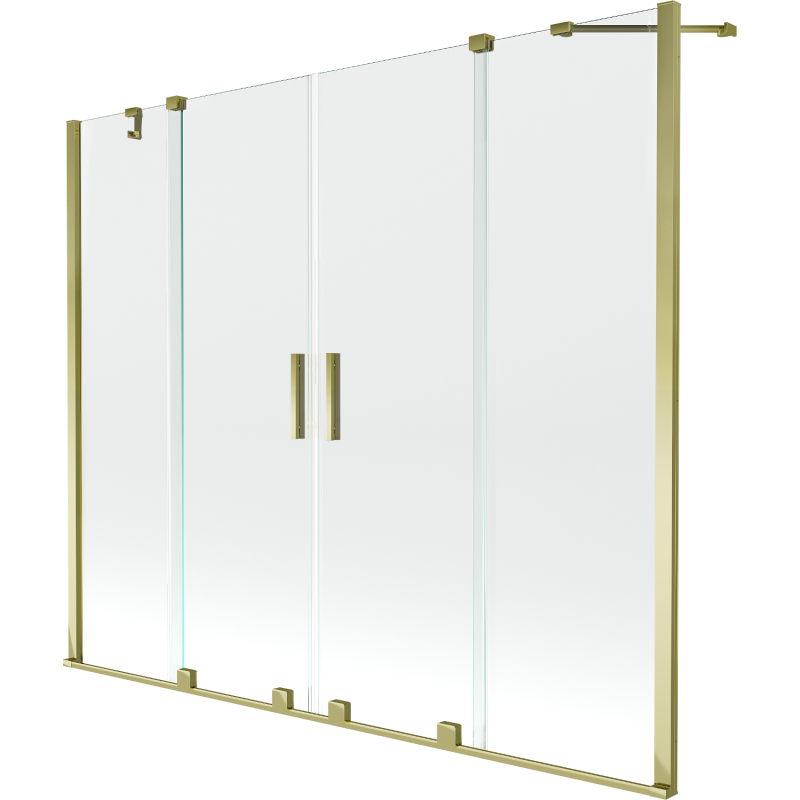 Mexen Velar Duo Badewannenfaltwand 2-flügelig verschiebbar 170 x 150 cm, transparent, gold - 896-170-000-02-50