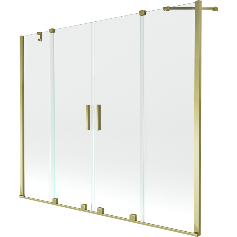 Mexen Velar Duo badscherm voor badkuip 2-delig verschuifbaar 180 x 150 cm, transparant, goud - 896-180-000-02-50
