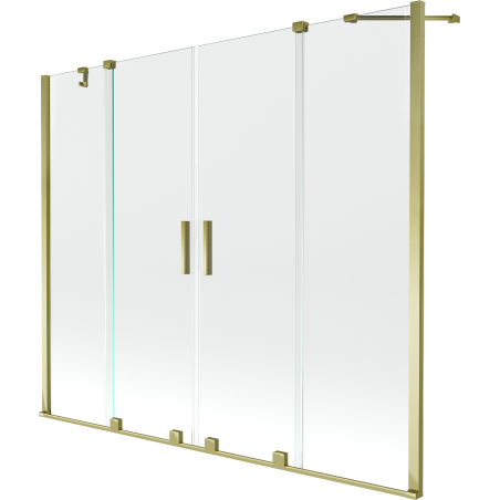 Mexen Velar Duo parawan nawannowy 2-skrzydłowy rozsuwany 180 x 150 cm, transparent, złoty - 896-180-000-02-50