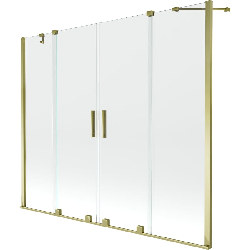 Mexen Velar Duo-Badewannenabtrennung 2-teilig, verschiebbar 200 x 150 cm, transparent, gold - 896-200-000-02-50
