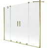 Mexen Velar Duo parawan nawannowy 2-skrzydłowy rozsuwany 200 x 150 cm, transparent, złoty - 896-200-000-02-50