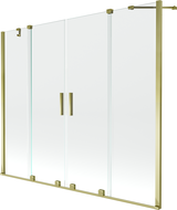 Mexen Velar Zwee-Schrëft Duschwand Duo mat 2 Flilleken, 200 x 150 cm, transparent, gold - 896-200-000-02-50