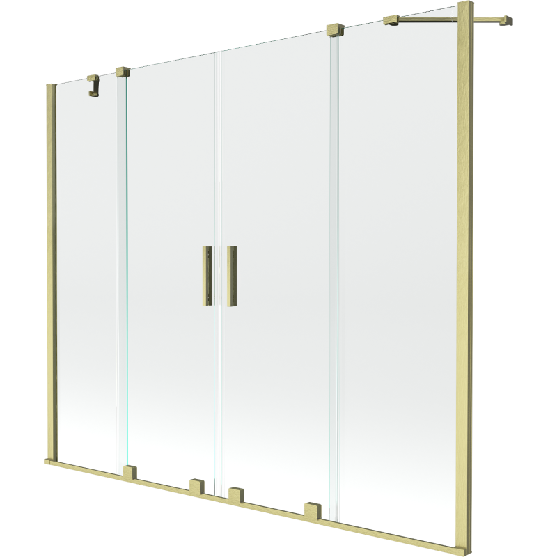 Mexen Velar Duo Badewannen-Faltwand 2-flügelig verschiebbar 170 x 150 cm, transparent, gebürstetes Gold - 896-170-000-02-55