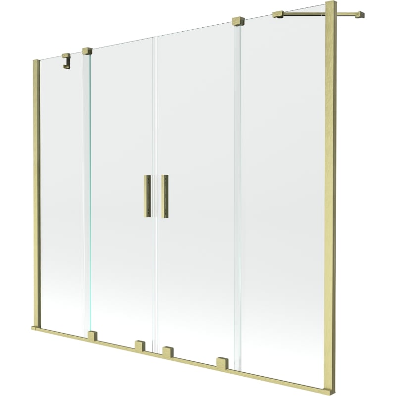 Mexen Velar Duo bathtub screen 2-panel sliding 170 x 150 cm, transparent, brushed gold - 896-170-000-02-55