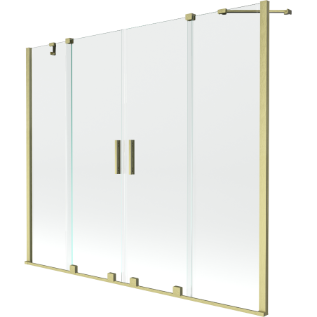 Mexen Velar Duo Badewannen-Faltwand 2-flügelig verschiebbar 170 x 150 cm, transparent, gebürstetes Gold - 896-170-000-02-55