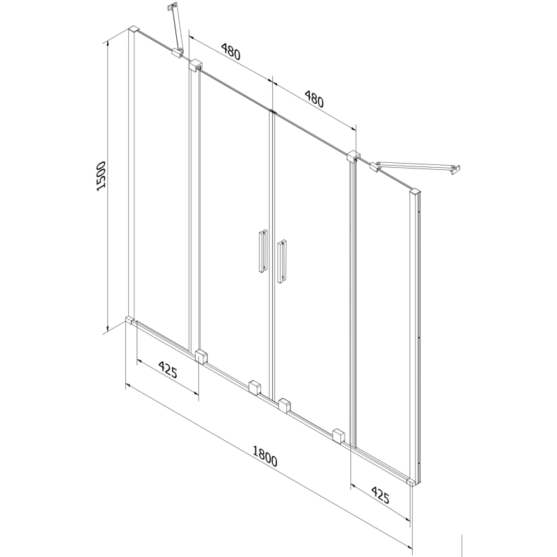 Mexen Velar Duo parawan nawannowy 2-skrzydłowy rozsuwany 180 x 150 cm, transparent, złoty szczotkowany - 896-180-000-02-55