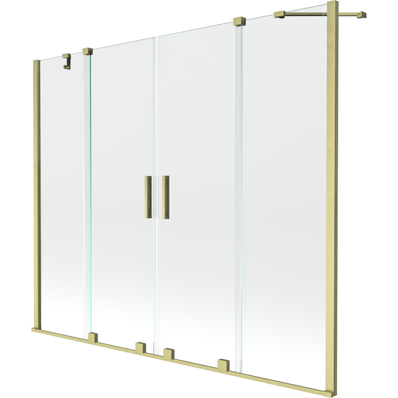 Mexen Velar Duo parawan nawannowy 2-skrzydłowy rozsuwany 200 x 150 cm, transparent, złoty szczotkowany - 896-200-000-02-55