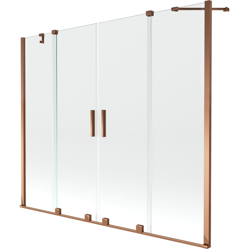 Mexen Velar Duo badwand 2-delig schuifbaar 180 x 150 cm, transparant, roze goud - 896-180-000-02-60