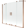 Mexen Velar Duo parawan nawannowy 2-skrzydłowy rozsuwany 180 x 150 cm, transparent, różowe złoto - 896-180-000-02-60