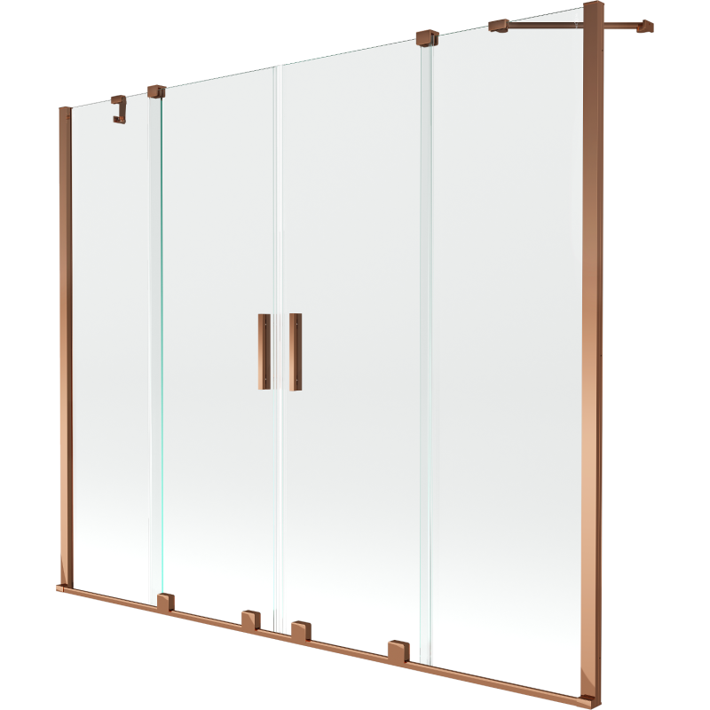 Mexen Velar Duo Badewannenabtrennung, 2-flügelig, verschiebbar, 200 x 150 cm, transparent, Roségold - 896-200-000-02-60
