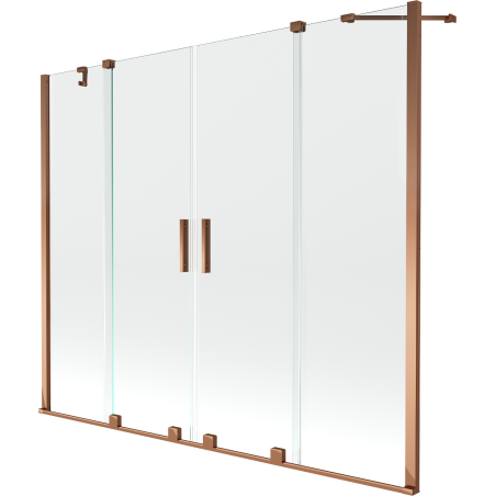 Mexen Velar Duo Badewannenabtrennung, 2-flügelig, verschiebbar, 200 x 150 cm, transparent, Roségold - 896-200-000-02-60