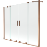 Mexen Velar Duo Badewannenabtrennung, 2-flügelig, verschiebbar, 200 x 150 cm, transparent, Roségold - 896-200-000-02-60