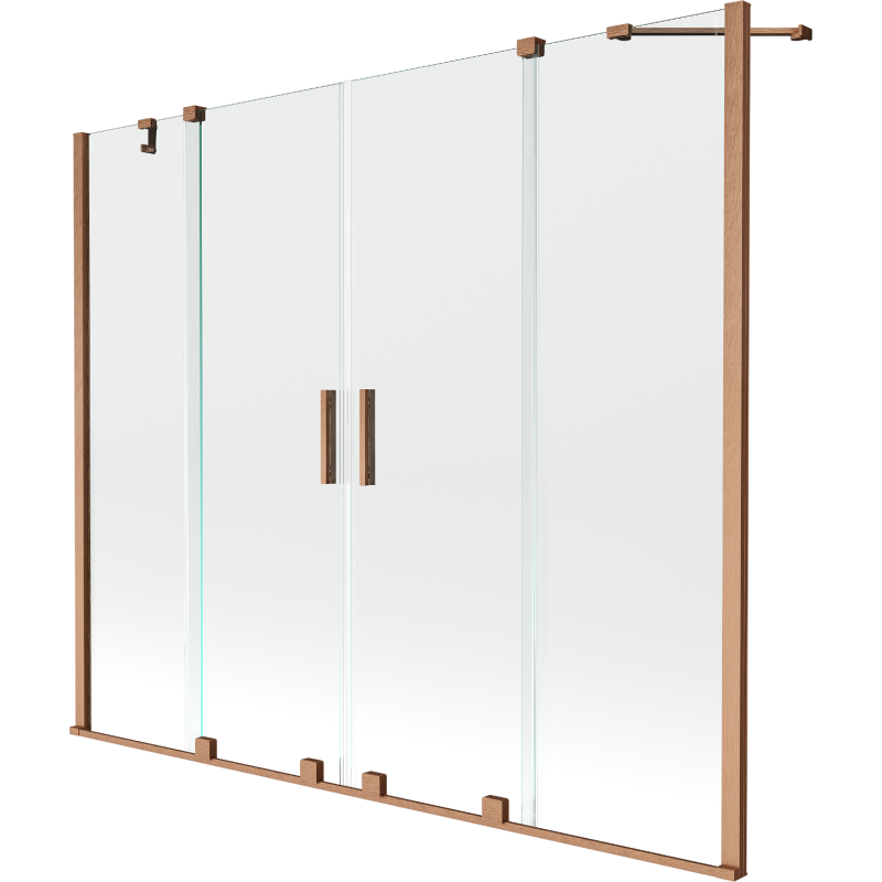 Mexen Velar Duo Badewannenabtrennung, 2-flügelig, verschiebbar, 170 x 150 cm, transparent, gebürsteter Kupfer - 896-170-000-02-?