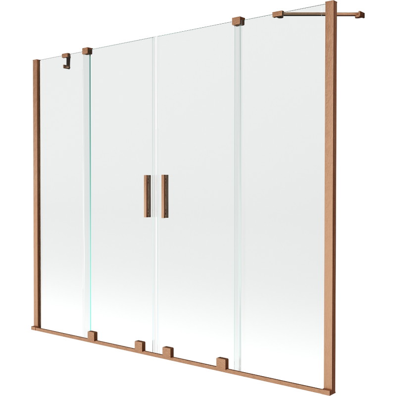 Mexen Velar Duo paravan za kadu, klizni s 2 krila, 170 x 150 cm, proziran, brušena bakrena - 896-170-000-02-65