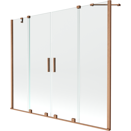 Mexen Velar Duo Badewannenabtrennung, 2-flügelig, verschiebbar, 170 x 150 cm, transparent, gebürsteter Kupfer - 896-170-000-02-?