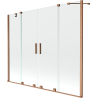 Mexen Velar Duo Badewannenabtrennung, 2-flügelig, verschiebbar, 170 x 150 cm, transparent, gebürsteter Kupfer - 896-170-000-02-?