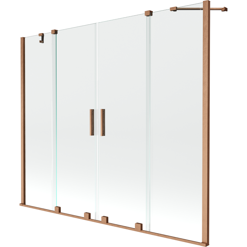 Mexen Velar Duo parawan nawannowy 2-skrzydłowy rozsuwany 200 x 150 cm, transparent, miedź szczotkowana - 896-200-000-02-65