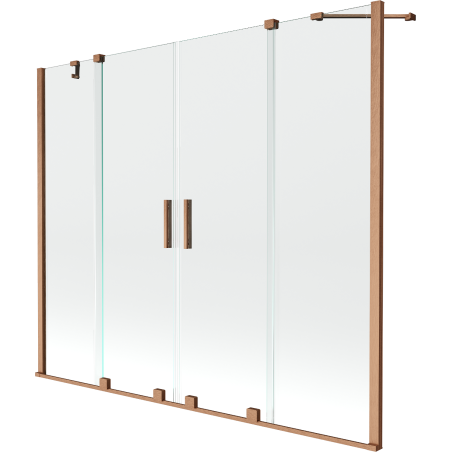 Mexen Velar Duo parawan nawannowy 2-skrzydłowy rozsuwany 200 x 150 cm, transparent, miedź szczotkowana - 896-200-000-02-65