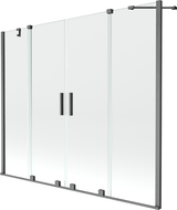 Mexen Velar Duo paravan za kadu, 2-krilni klizni, 170 x 150 cm, prozirni, gun gray brušeni - 896-170-000-02-66