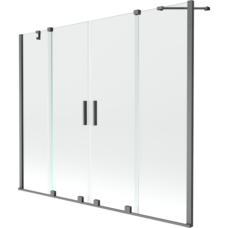 Mexen Velar Duo Badewannen-Faltwand 2-flügelig, 180 x 150 cm, transparent, gebürstetes Gun Gray - 896-180-000-02-66