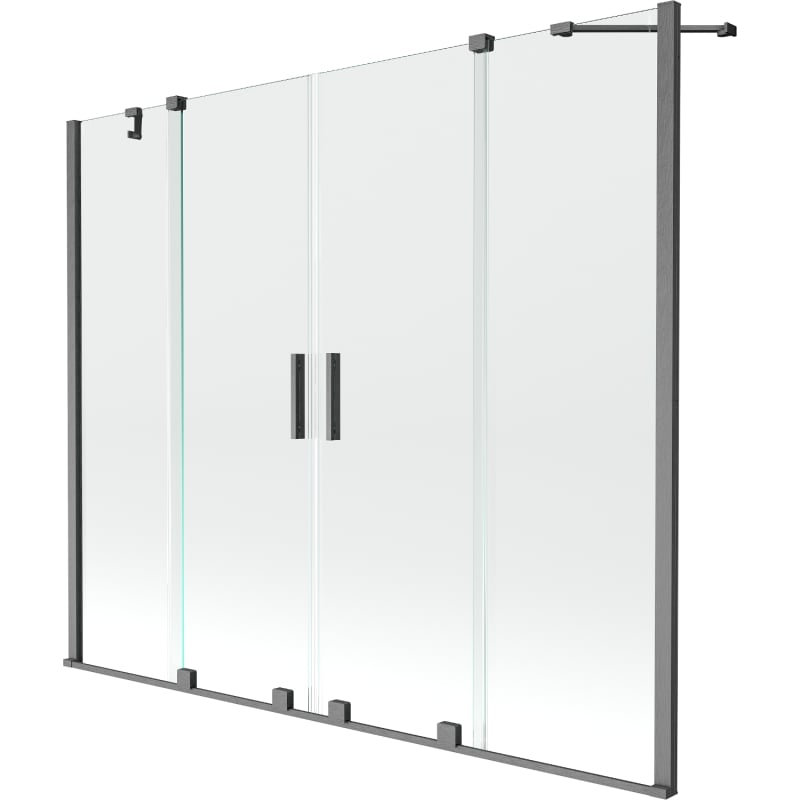 Mexen Velar Duo parawan nawannowy 2-skrzydłowy rozsuwany 180 x 150 cm, transparent, gun gray szczotkowany - 896-180-000-02-66