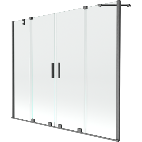 Mexen Velar Duo Badewannen-Faltwand 2-flügelig, 180 x 150 cm, transparent, gebürstetes Gun Gray - 896-180-000-02-66