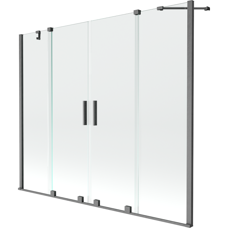 Mexen Velar Duo Badewannenabtrennung 2-flügelig verschiebbar 200 x 150 cm, transparent, gebürstetes Gun Gray - 896-200-000-02-6?