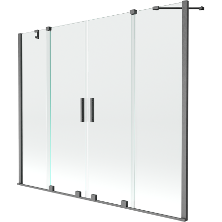 Mexen Velar Duo Badewannenabtrennung 2-flügelig verschiebbar 200 x 150 cm, transparent, gebürstetes Gun Gray - 896-200-000-02-6?