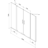 Mexen Velar Duo Badewannenabtrennung 2-flügelig verschiebbar 200 x 150 cm, transparent, gebürstetes Gun Gray - 896-200-000-02-6?