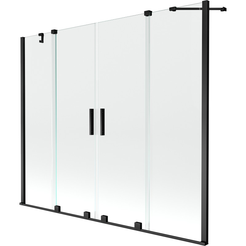 Mexen Velar Duo Badewannenabtrennung 2-flügelig, verschiebbar 200 x 150 cm, transparent, schwarz - 896-200-000-02-70