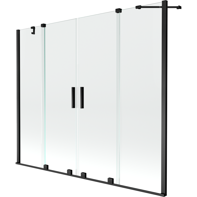 Mexen Velar Duo parawan nawannowy 2-skrzydłowy rozsuwany 200 x 150 cm, transparent, czarny - 896-200-000-02-70