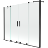Mexen Velar Duo Badewannen-Abtrennung, 2-flügelig, verschiebbar, 200 x 150 cm, transparent, schwarz - 896-200-000-02-70