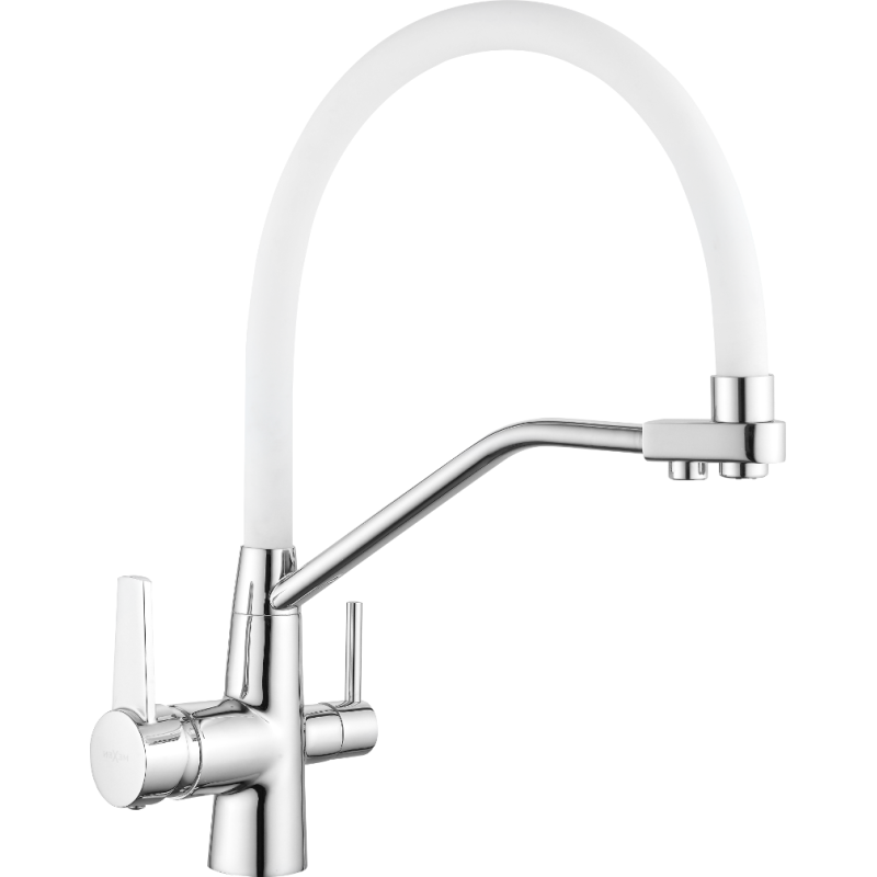 Mexen Duo grifo de cocina, cromo/blanco - 671701-02